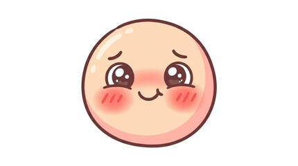 Obraz premium Cute Kawaii Face with Blushing Cheeks and Big Eyes.