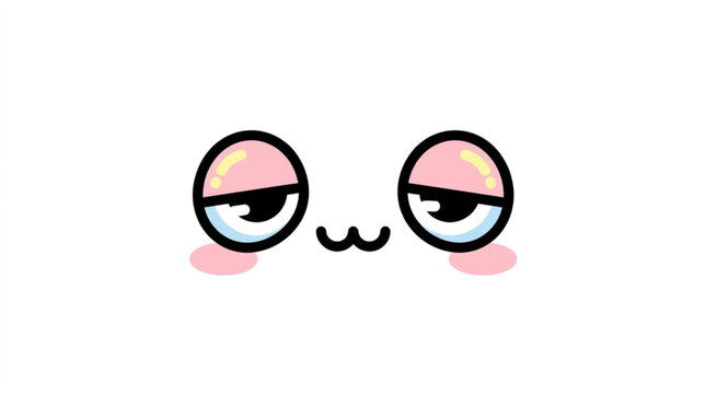 Cute sleepy cartoon face with blushing cheeks.