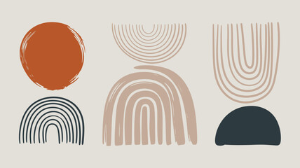 Abstract geometric shapes in warm and cool tones on a neutral background © Outline Icon Set