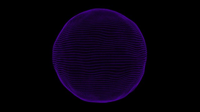 Purple digital sphere with intricate geometric patterns and binary