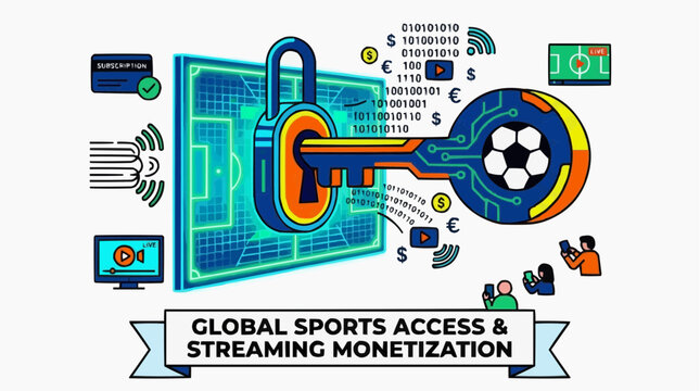 Global Sports Streaming Monetization and Access Security Concept