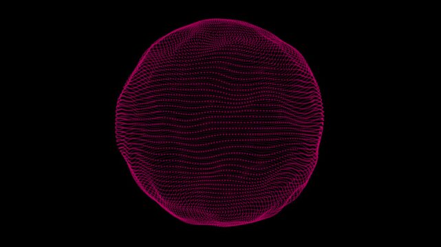 Abstract 3D animation of a pink spherical wireframe structure