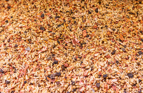 Closeup of dried spice blend texture for cooking background
