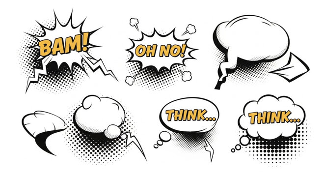 Comic Book Speech Bubbles and Sound Effects Collection.