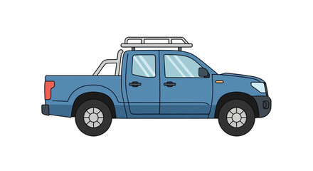 Obraz premium Blue Pickup Truck Flat Vector Illustration