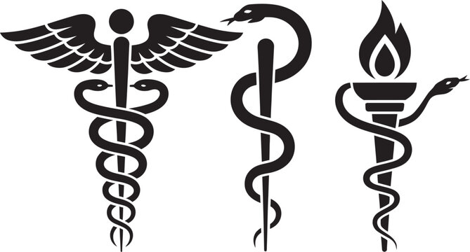 caduceus medical snake vector icon, healthcare and pharmacy symbol illustration for hospitals, clinics, medical centers, emergency services, doctor applications, professional medicine emblem graphics,