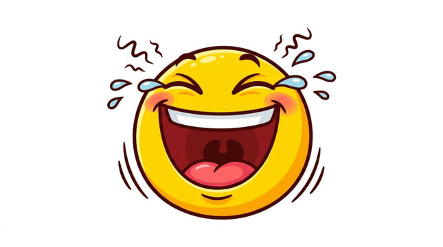 Laughing Emoji Face with Tears of Joy and Wavy Lines.