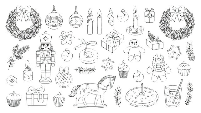 christmas icons and objects for festive holiday designs and decorations