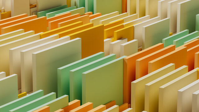 Colorful layered blocks form an abstract design in geometric style