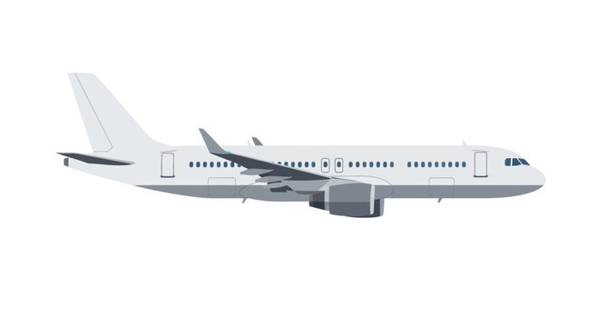 Minimalist Side View Illustration of a Commercial Passenger Airplane