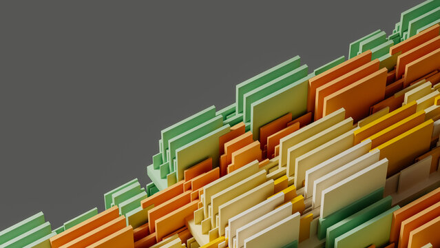 Colorful layered blocks form an abstract design in geometric style