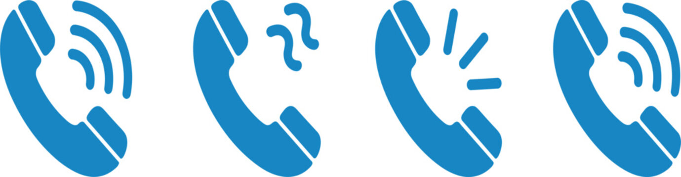 Phone Call Icon Collection Featuring Incoming, Outgoing, Ringing, and Communication Symbols for Customer Support and Mobile Vector Interface Design Projects