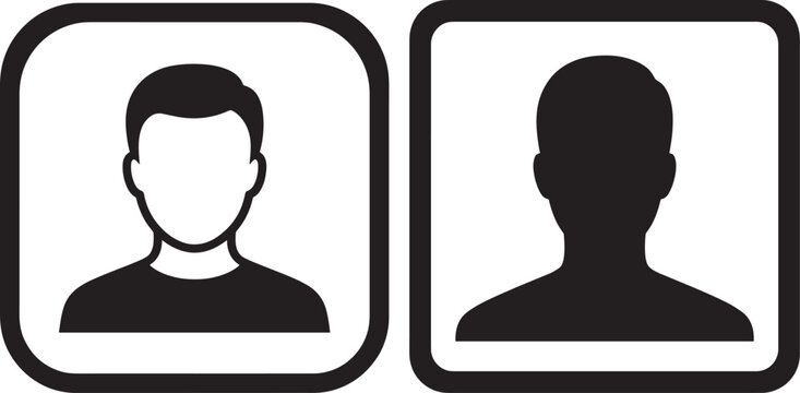 Two silhouette profile icons of a person with silhouettes illustrations placeholder headshot portrait comparison