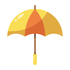 Yellow umbrella cartoon icon isolated on transparent background © Sathaporn
