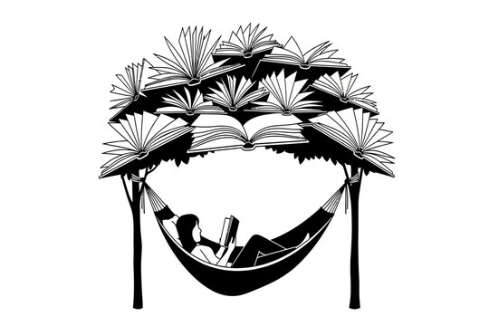 Relaxing Reading in Nature Hammock