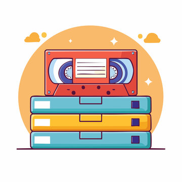 Retro VHS Tape and Cassette Cases Stack