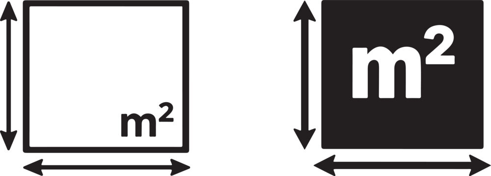 Square meter icon set in simple outline style for web, app, property and measurement use.