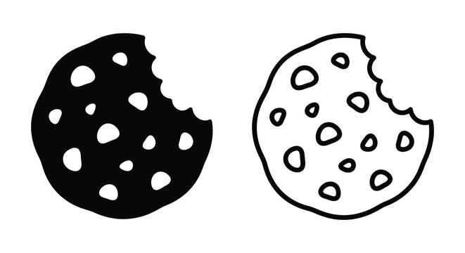 Chocolate chip cookies with a bite taken out silhouette