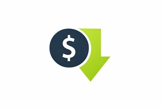 Modern downward arrow icon with dollar sign symbol