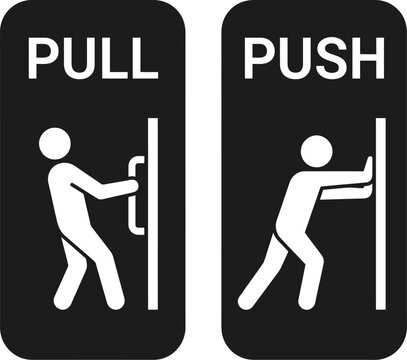 Push and pull door sign icon vector illustration set