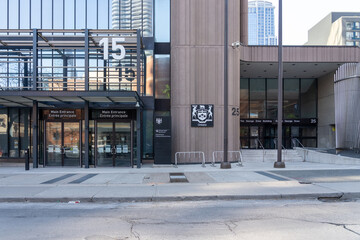 Fototapeta premium Toronto, Ontario, Canada - May 18, 2026: The entrance to the Landlord and Tenant Board ( LTB) on Grosvenor Street in Toronto, Canada. LTB is an independent, quasi judicial provincial tribunal that res