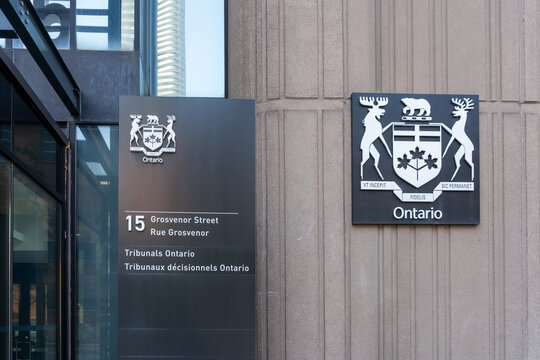 Toronto, Ontario, Canada - May 18, 2026: The entrance to the Landlord and Tenant Board ( LTB) on Grosvenor Street in Toronto, Canada. LTB is an independent, quasi judicial provincial tribunal that res