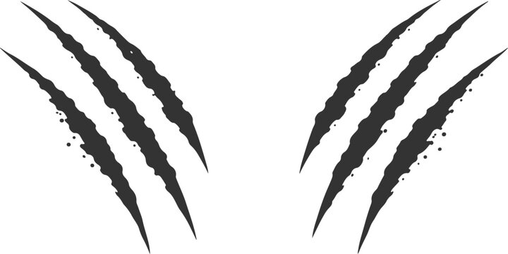 Black Claw Scratch Marks Effect: Abstract Distressed Animal Slash Grunge Vector