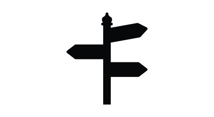 Four way directional signpost isolated on a white background silhouette © adobeamena