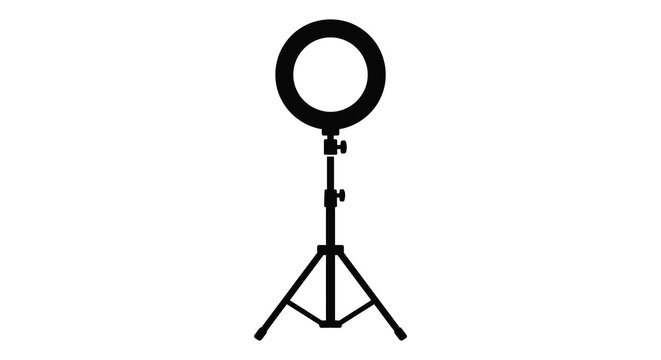 Ring light with tripod stand black silhouette