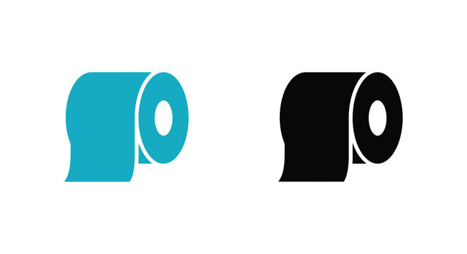 Toilet paper roll with empty core teal and black silhouette
