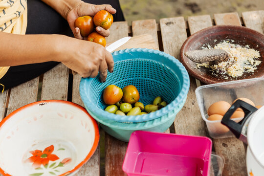 Preparing traditional Indonesian street food
