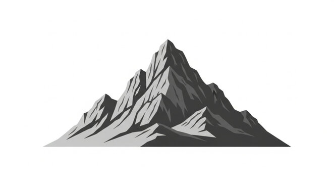 Majestic Mountain Peak Illustration in Grayscale Tones.