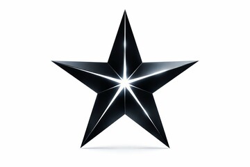 Fototapeta premium Shiny black five-pointed star with reflective metallic surface