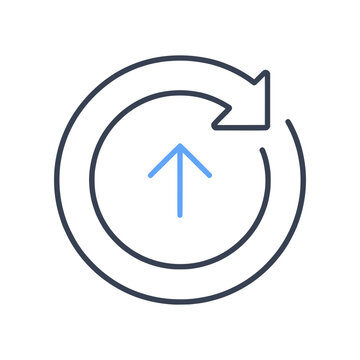 Minimal software update icon with circular refresh arrows and upgrade symbol. Clean flat SVG design ideal for system updates, patches, and digital maintenance concepts.