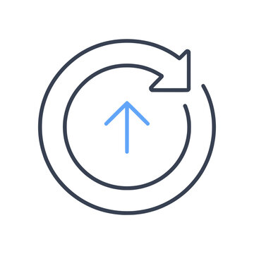 Minimal software update icon with circular refresh arrows and upgrade symbol. Clean flat SVG design ideal for system updates, patches, and digital maintenance concepts.