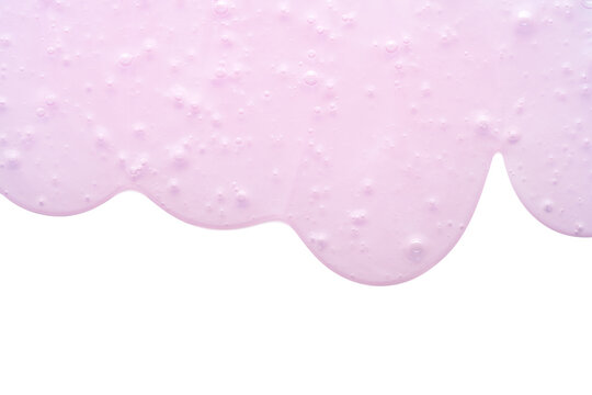 Pink gel texture for cosmetics on white background