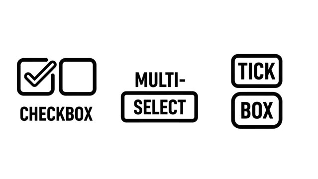 Checklist box and multi-select user interface web icon set with checkbox multiselect selection checkboxes interface elements interaction application settings preference validation unchecked