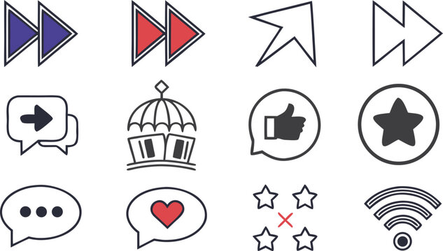 Vector set of UK symbols and icons for web and business design interface elements