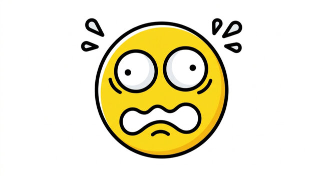 Scared Emoji Face with Wide Eyes and Sweat Drops.