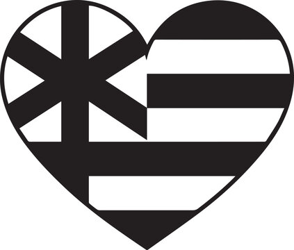 Heart shape with Greek letter symbol lambda inside representing love unity and Greek culture emblem abstract.