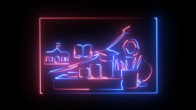 Education Growth Neon Background Animation