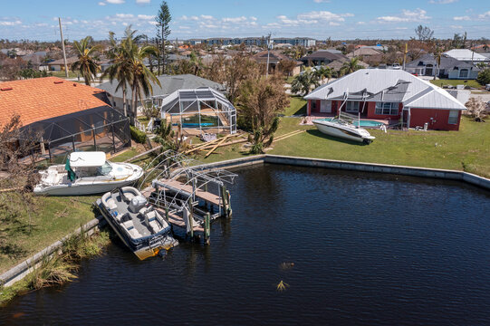 Aftermath of Hurricane Ian in Cape Coral Florida