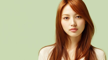 Fototapeta premium Cowboy Copper Hair Young Woman Sage Beauty Copy Space