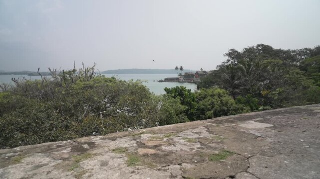 View of the coastline from Galle Fort on a sunny day, Galle Dutch Fort, Galle, Southern Province, Sri Lanka, Asia