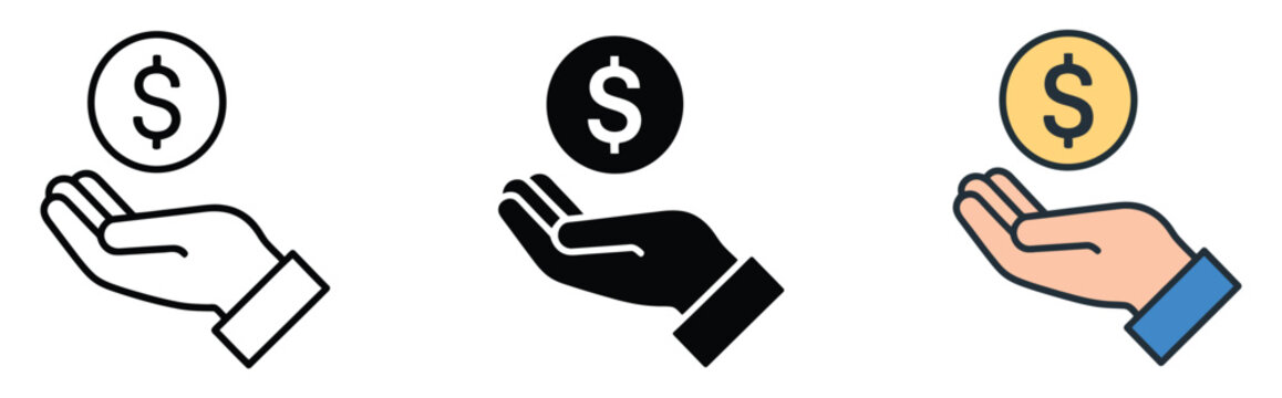 Financial investment icon, assistance, generosity, funding, and financial support elements for business and finance graphics
