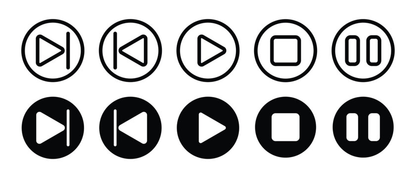 music player interface icon set, navigation symbol buttons