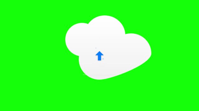 modern cloud upload sync animation on green screen