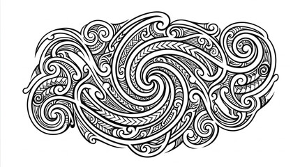 Maori Tribal Swirl Pattern Design. © Wazakunf