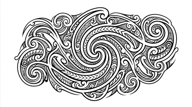 Maori Tribal Swirl Pattern Design.