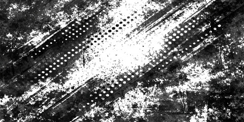 Obraz premium An abstract black and white grunge background featuring a vintage vector border design with dirty paint textures and old city illustration art elements